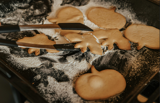 warm baked pumpkin-shaped biscuits for halloween