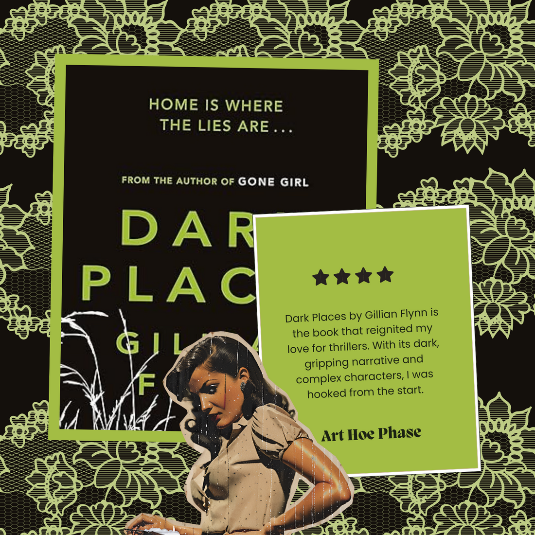 Dark places by Gillian Flynn book review in the form of a collage